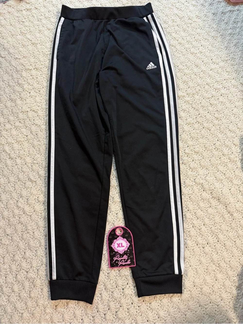adidas Black Jogger Pants with White Side Stripes